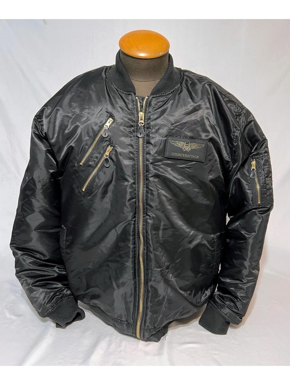 Counterattack Mens 2XL Jacket Black Flight Full Zip Windbreaker Bomber